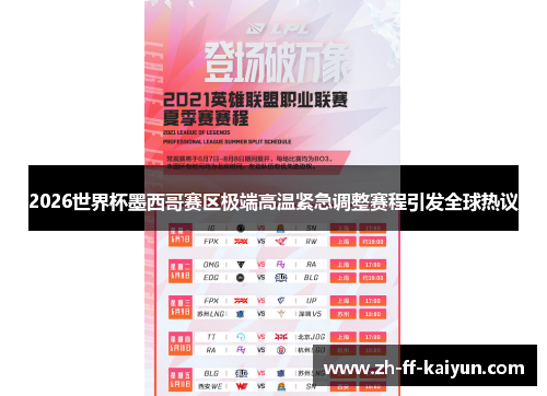 2026世界杯墨西哥赛区极端高温紧急调整赛程引发全球热议 2026世界杯墨西哥赛区极端高温紧急调整赛程引发全球热议